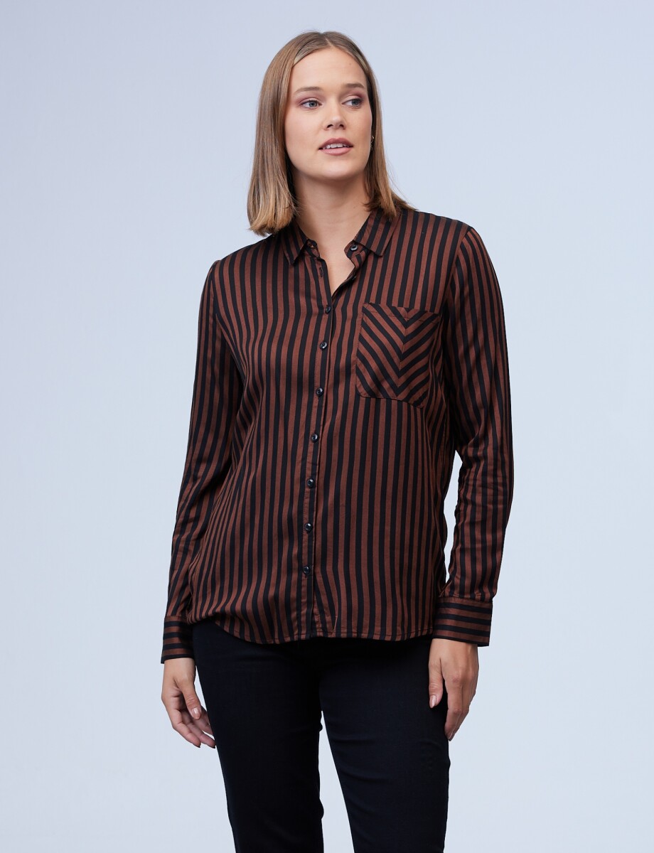 Camisa Lineas - Negro/marron 