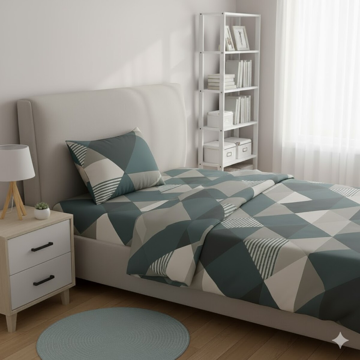 Juego De Sabanas 1 Plaza y Media Toque Algodón Sommier Abstracto - Movimiento 