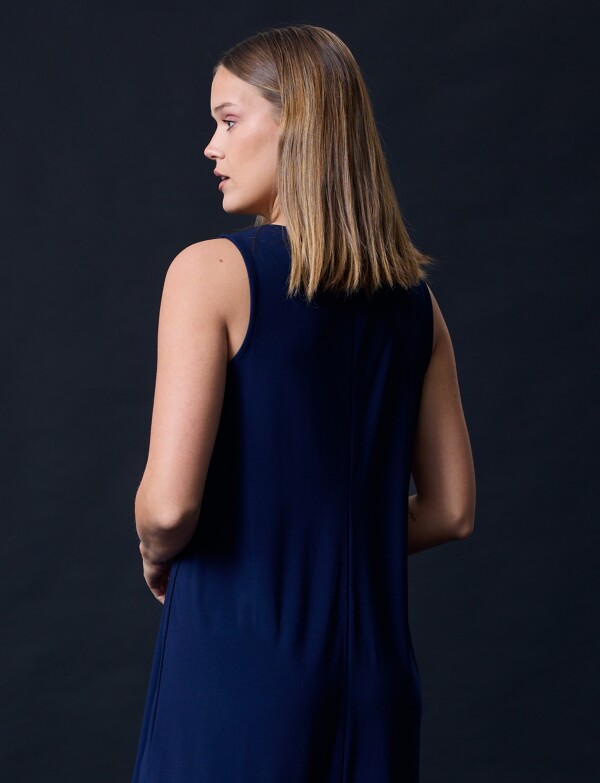 Vestido Aplique Perlas AZUL