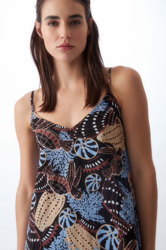 Vestido con estampa Caracol celeste
