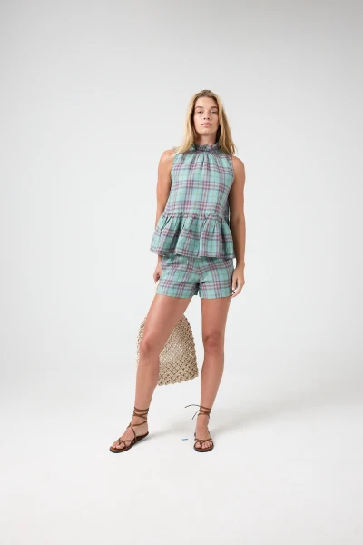 SHORT DE LINO IRIS Turquesa