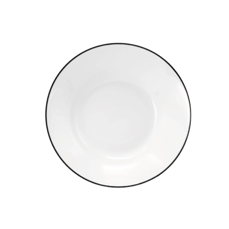PLATO HONDO D23CM BLANCO C/BORDE NEGRO PORCELANA PLATO HONDO D23CM BLANCO C/BORDE NEGRO PORCELANA