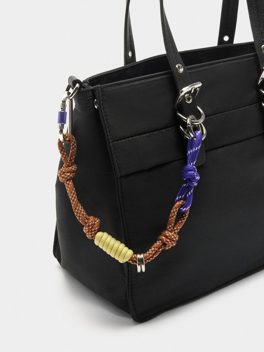Bolso Tote De Nylon Con Colgante negro