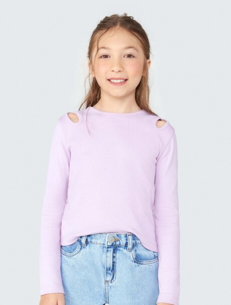 BLUSA INFANTIL EN TELA ACANALADA VIOLETA