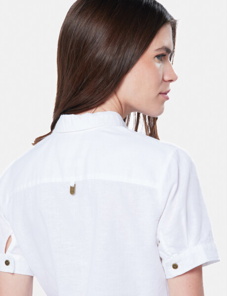 CAMISA DE LINO MEDIO BOTÓN Blanco