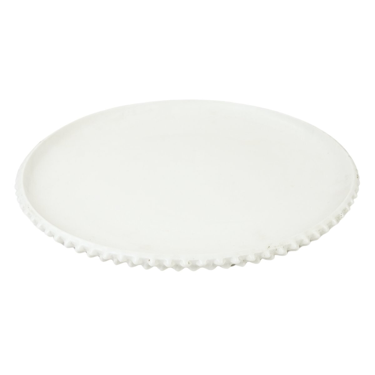 Fuente de ceramica redona labrada 