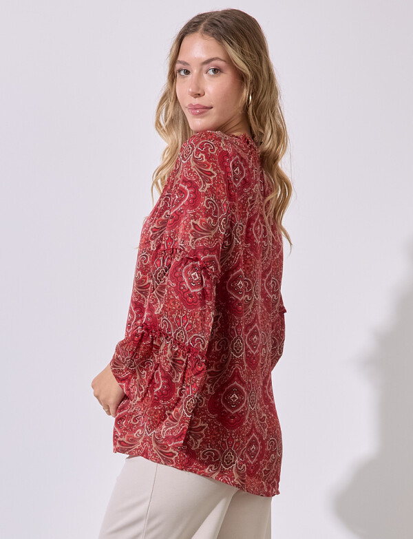 Blusa Arabescos ROJO/MULTI