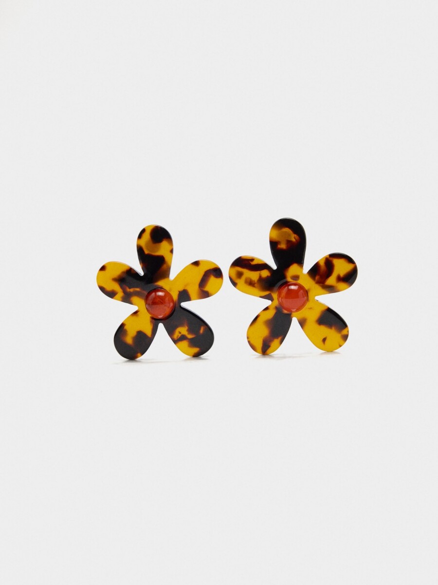 Pendientes De Flor Efecto Carey multicolor