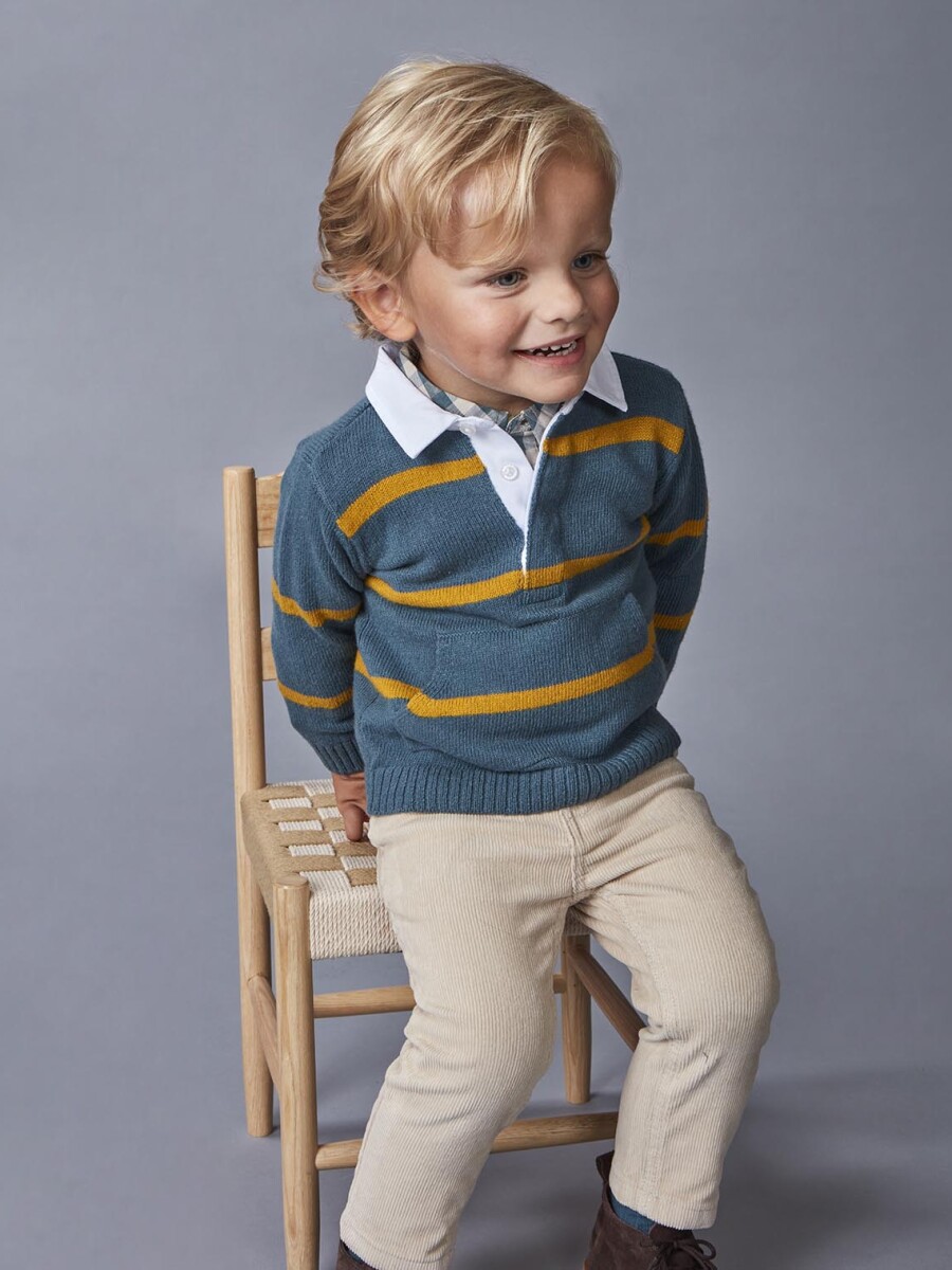 Jersey Polo De Rayas Petroleo