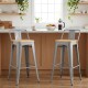 Pack 2 Taburetes Tolix con Respaldo y Asiento de Madera Lumax Gris