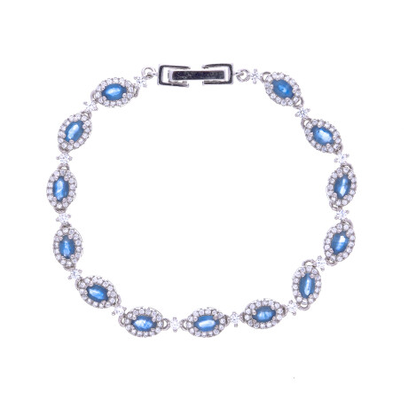 Pulsera de plata 925 rodinada con záfiro azul y circonias. Pulsera de plata 925 rodinada con záfiro azul y circonias.