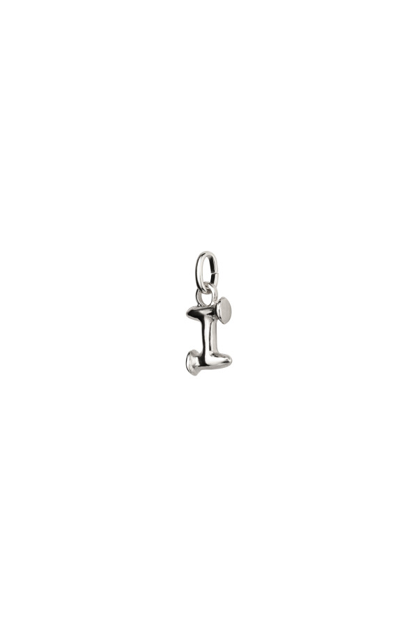 CHARM DE ALEACION DE METALES BAÑADO EN PLATA DE LEY CON FORMA DE LETRA I CON ARGOLLA Charm