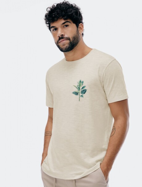 CAMISETA CON ESTAMPA EN TELA FLAMÉ BEIGE