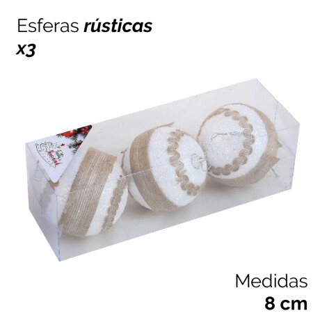 Esferas Rusticas Decordas X3 Unidades 8cm Esferas Rusticas Decordas X3 Unidades 8cm