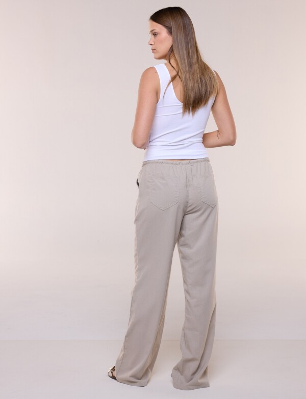 Pantalon Lino Wide Leg BEIGE