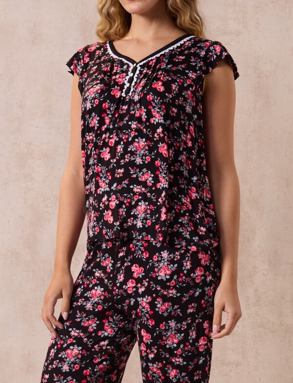 Pijama C/capri MULTI/NEGRO