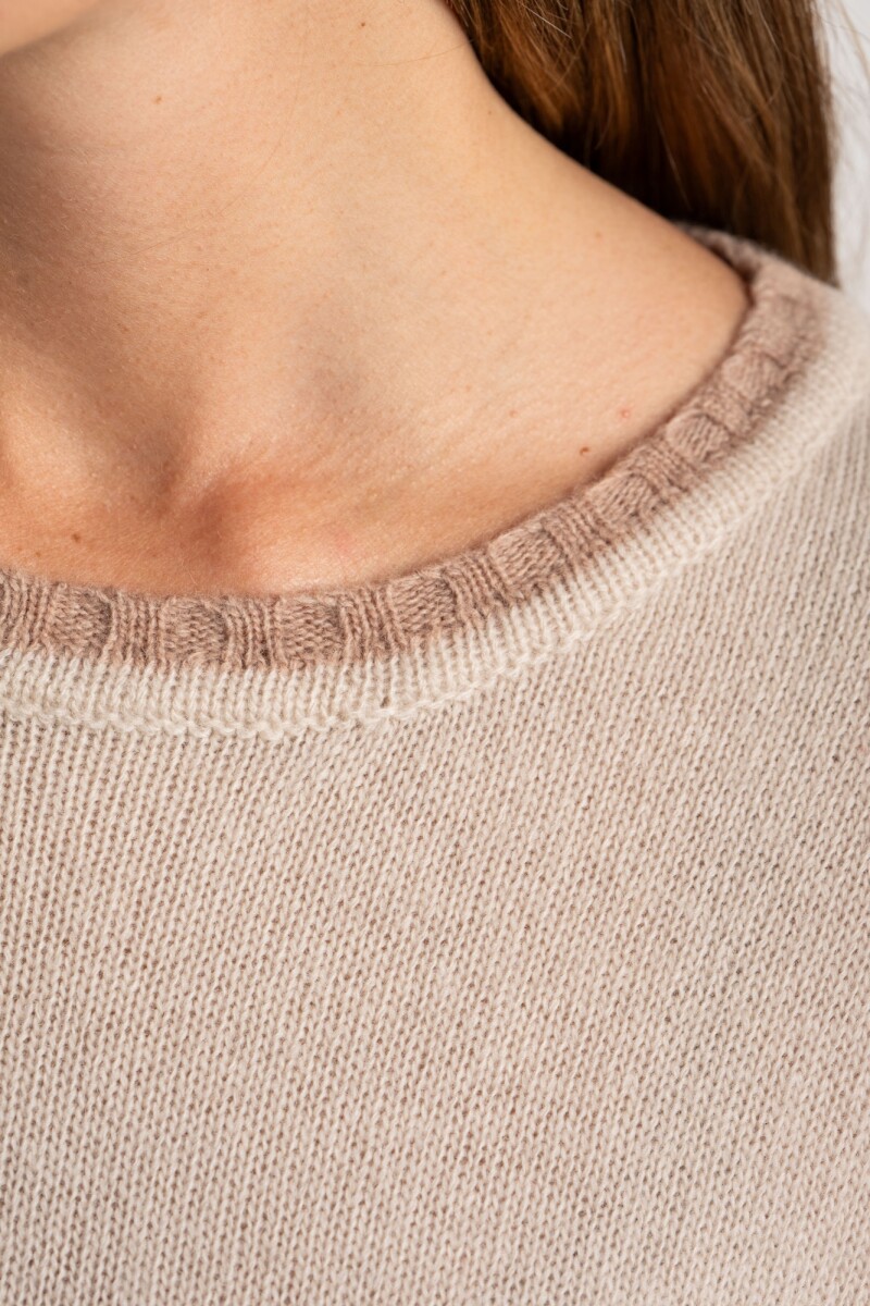 Sweater Rayado Lana Beige Melange