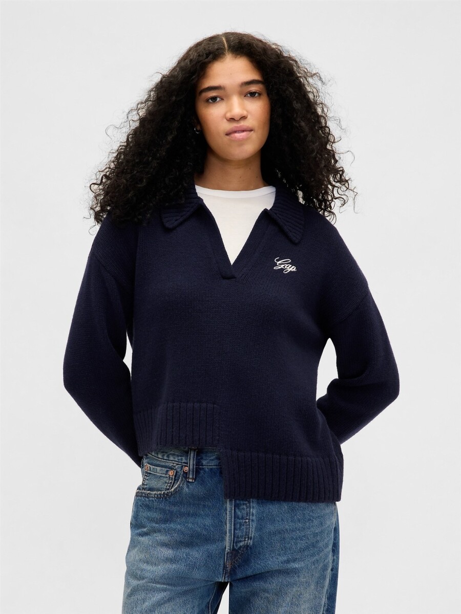 Buzo Polo Logo Gap Mujer - Navy Uniform 