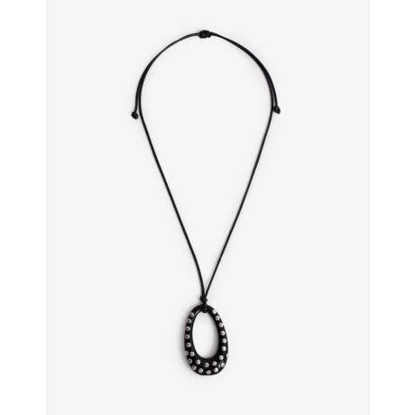 Collar Largo Resina Tachas Plateado Rodio