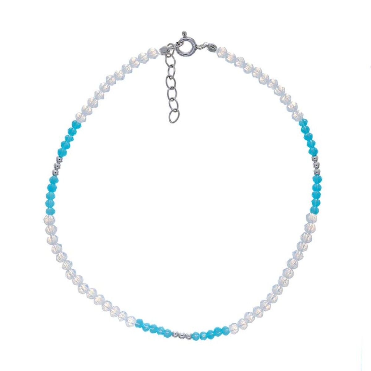 Tobillera De Acrílico Y Plata 925 - Largo 22 Cm 