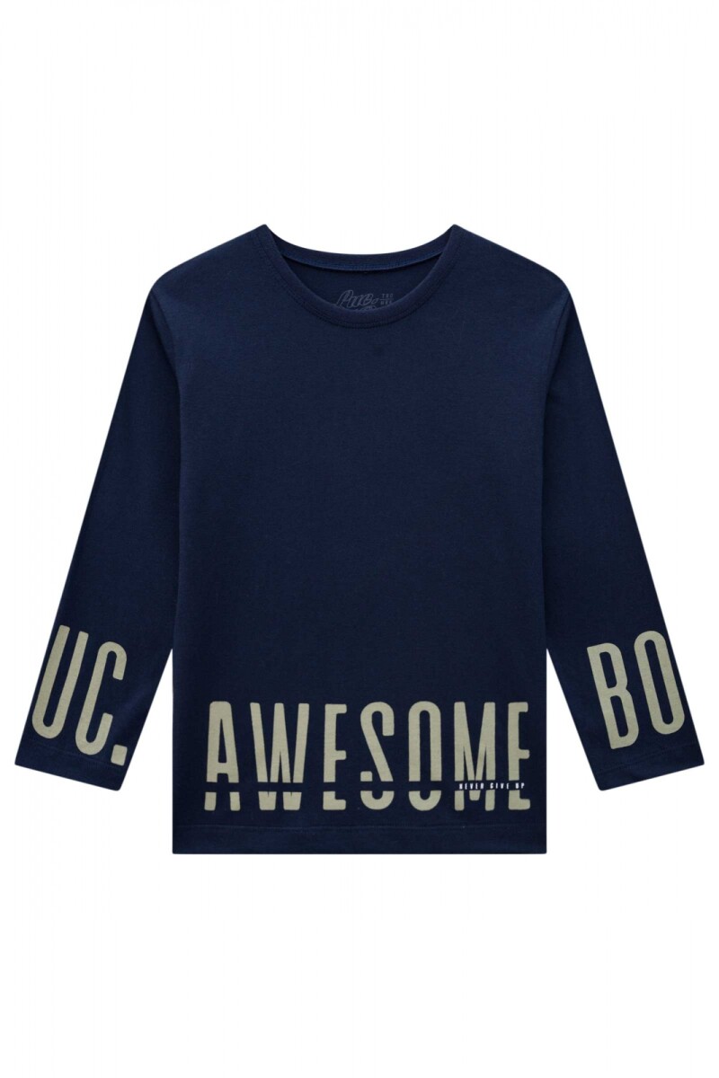 Camiseta Manga Larga Awesome - Azul 