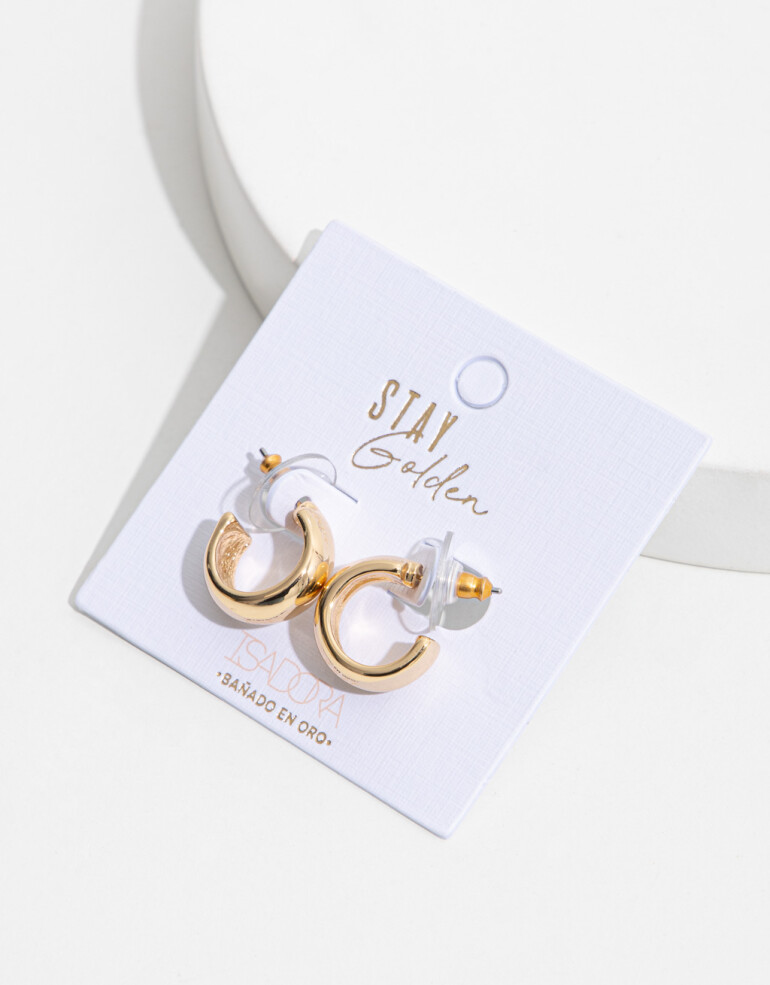 Aros Argollas Metal Argollas Bañadas En Oro - Dorado