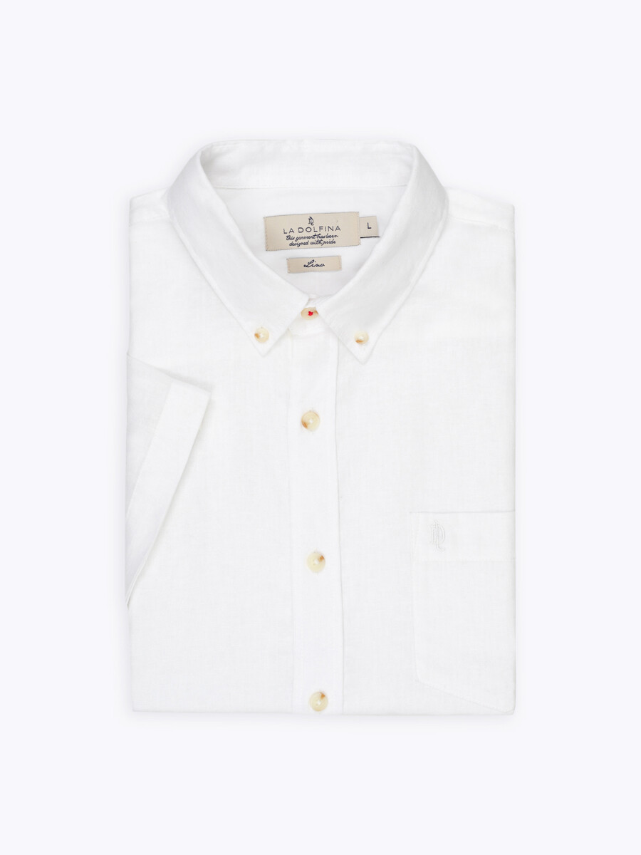 Camisa lino m/c lisa - blanco 
