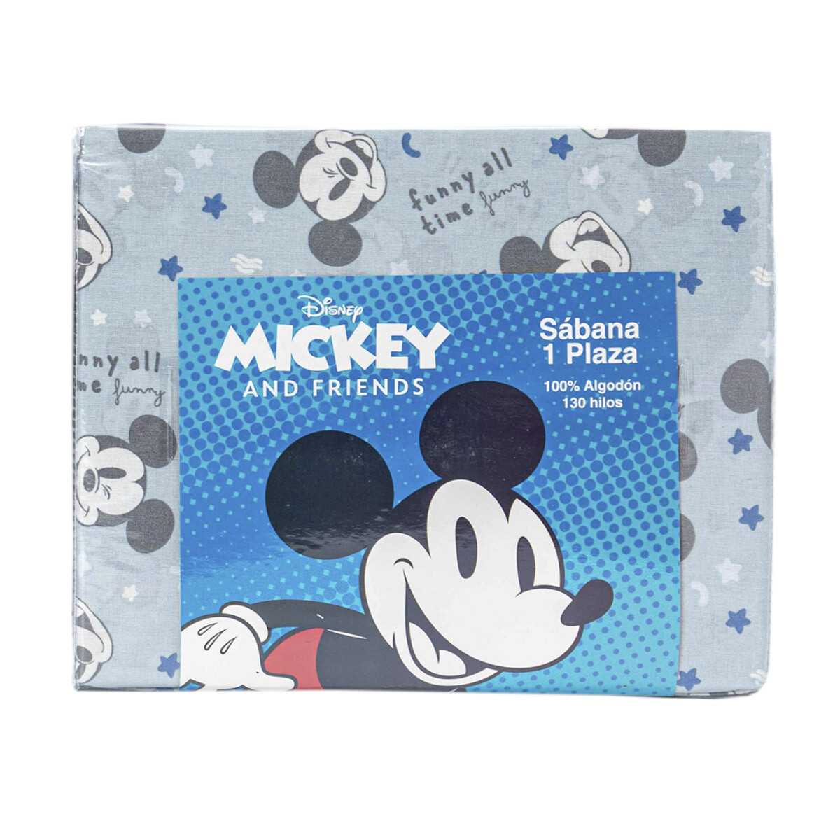 Juego de sábanas infantil 1 plaza 100% algodón 130 hilos - Mickey Celeste 