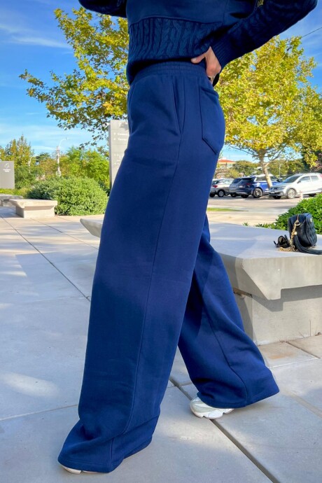 Pantalon wide leg con cintura alta Joaquina Azul