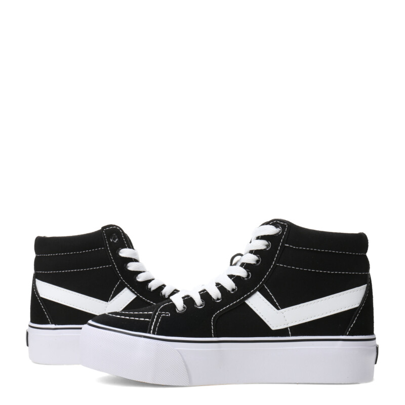 Bota Unisex PONY Plataforma Casual Lona Negro - Blanco