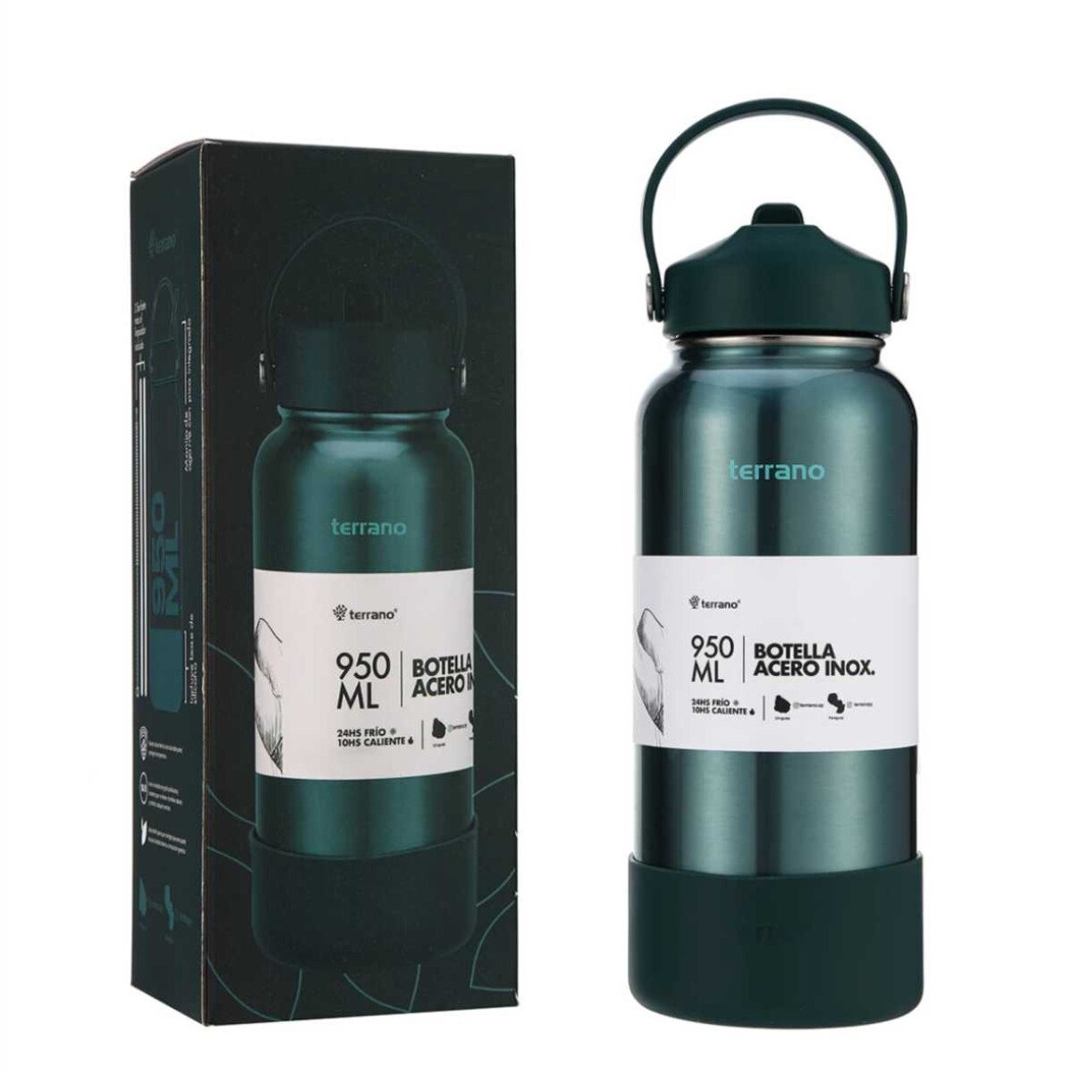 BOTELLA TÉRMICA TERRANO 950ML - VERDE METALIZADO RT 