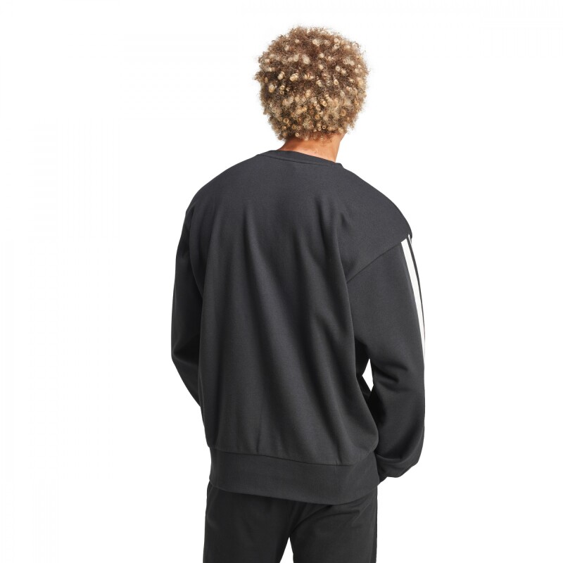 Abrigo Essentials French Terry 3-Stripes de Hombre Negro