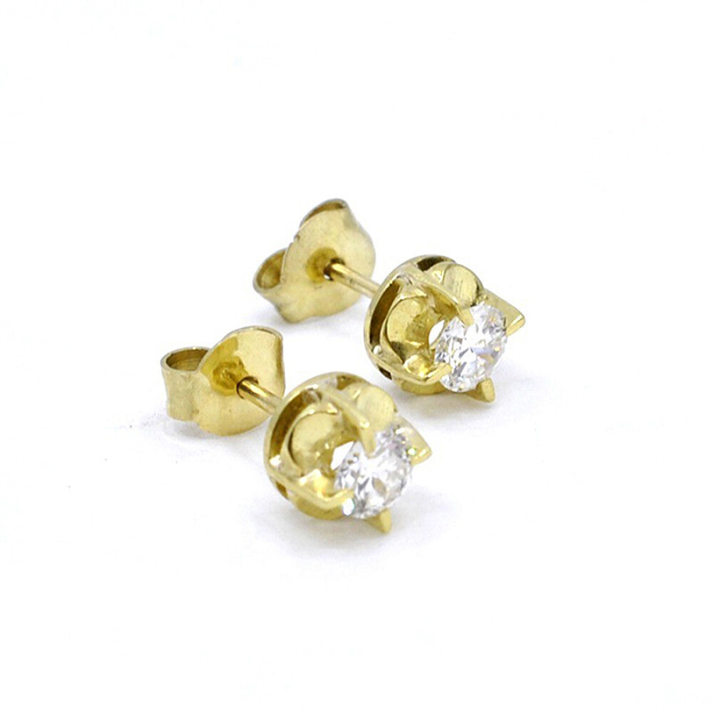 Caravanas En Oro 18K Con Brillante Caravanas En Oro 18K Con Brillante