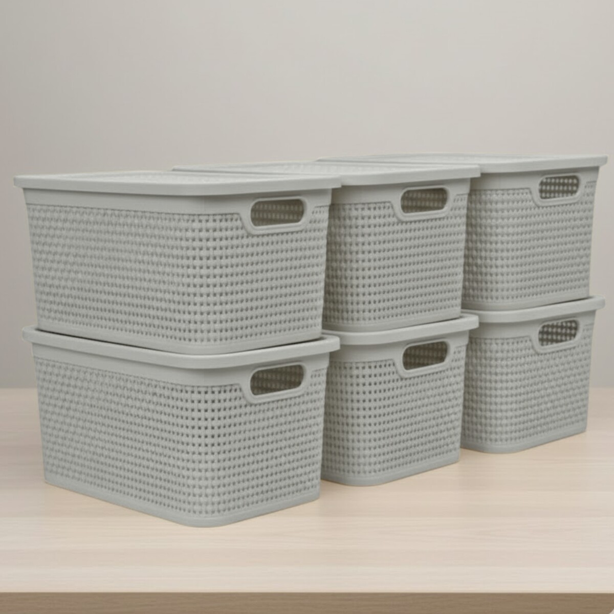 Set x6 Caja simil ratán 7,5 lts - CAPPUCCINO 