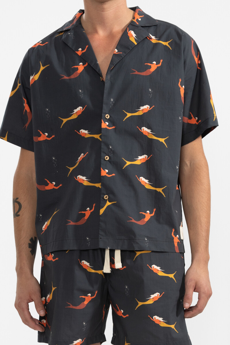 CONVERTIBLE CAMP-COLLAR SHIRT Negro