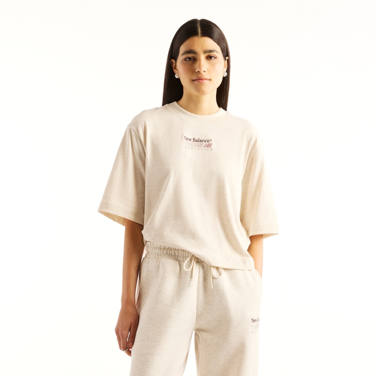 Remera New Balance de Dama - Trackside - WT6272YXLIT - CHARCOAL HEATHER 