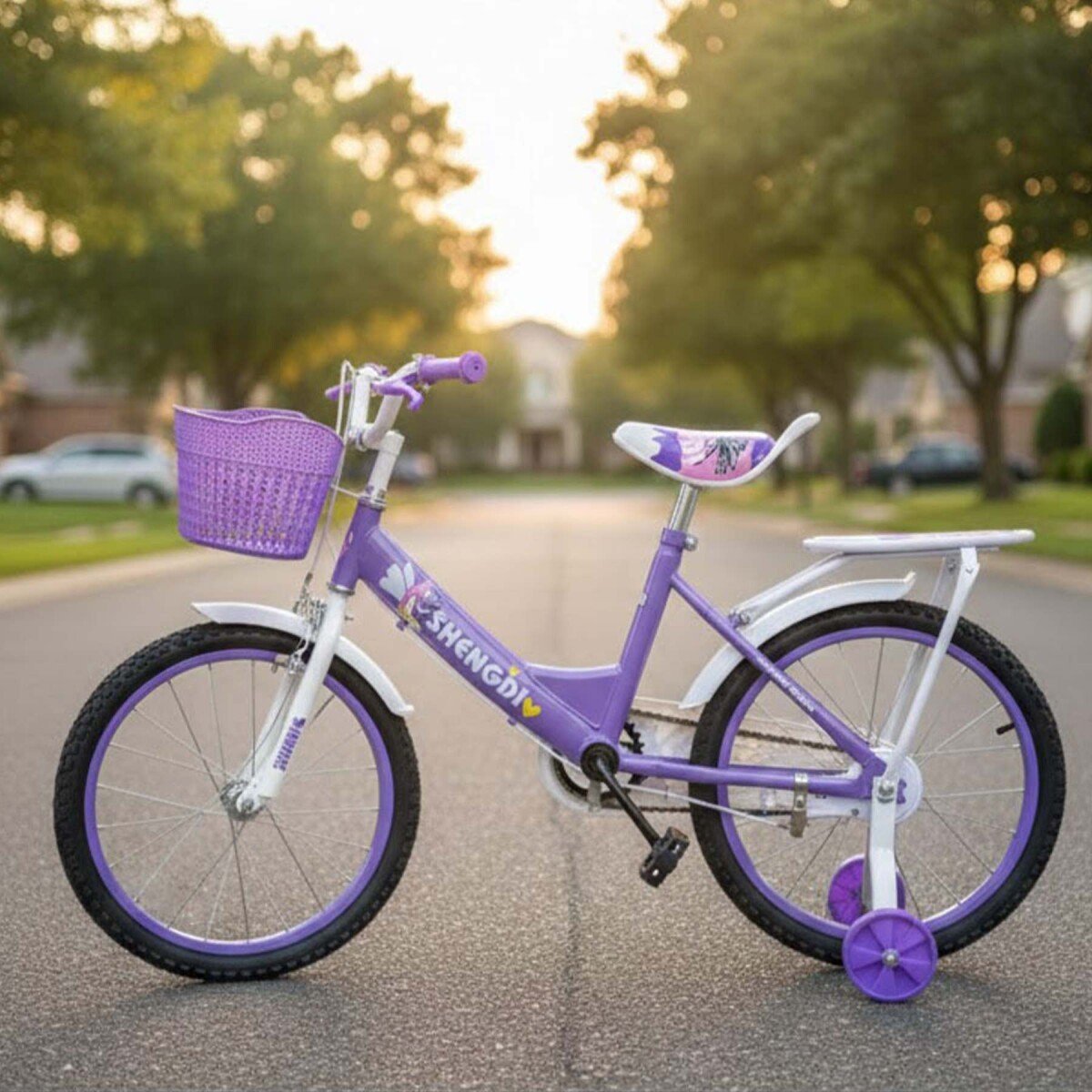 Bicicleta infantil Shengdi Rodado 18 Canasto Parrilla Hadas - Color Violeta 