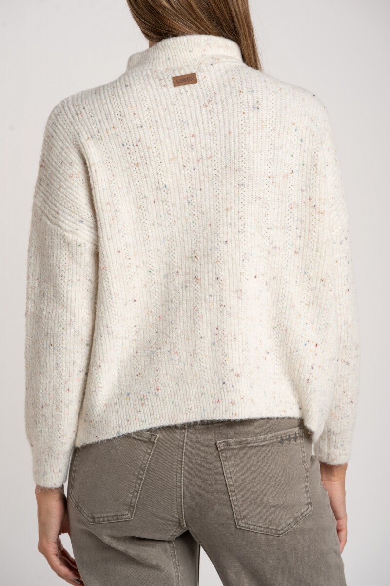 Sweater Texturado Cierre Beige Melange
