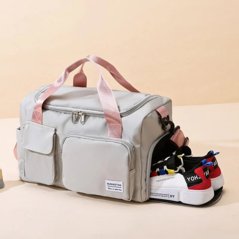 Bolso De Viaje Impermeable Con Compartimento Para Calzado Rosa claro