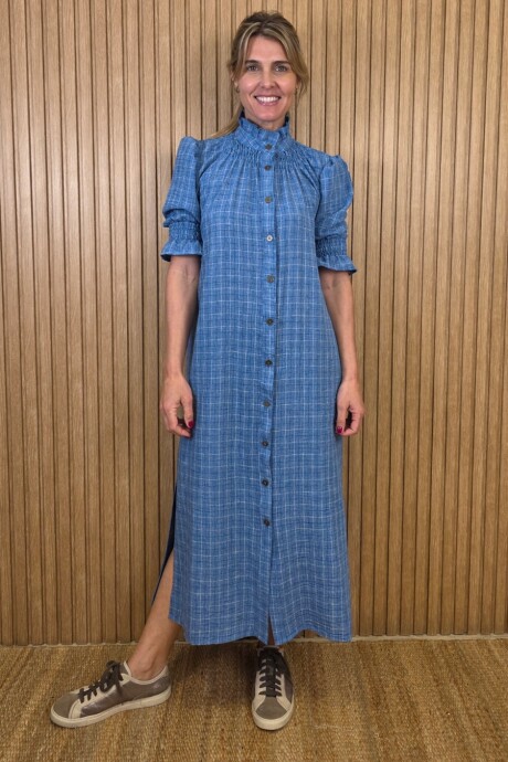 Vestido Maldivas Cuadros Azul