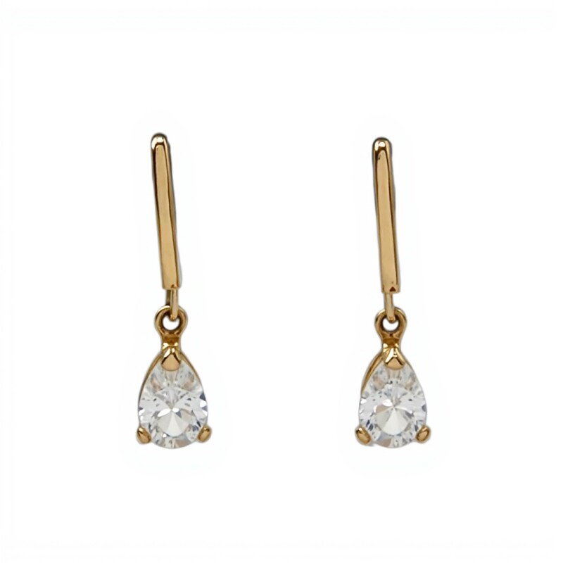 Caravanas oro Gotas - Oro bajo - Zirconia blanca- CA8008 conpiedra