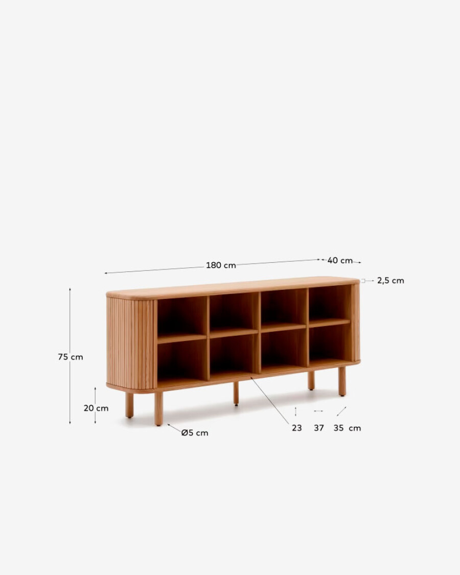 Aparador Mailen 2 puertas en chapa de fresno con acabado natural 180 x 75 cm