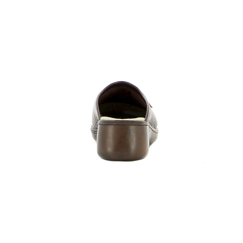 Zueco Country de Mujer Calado Cuero Marron