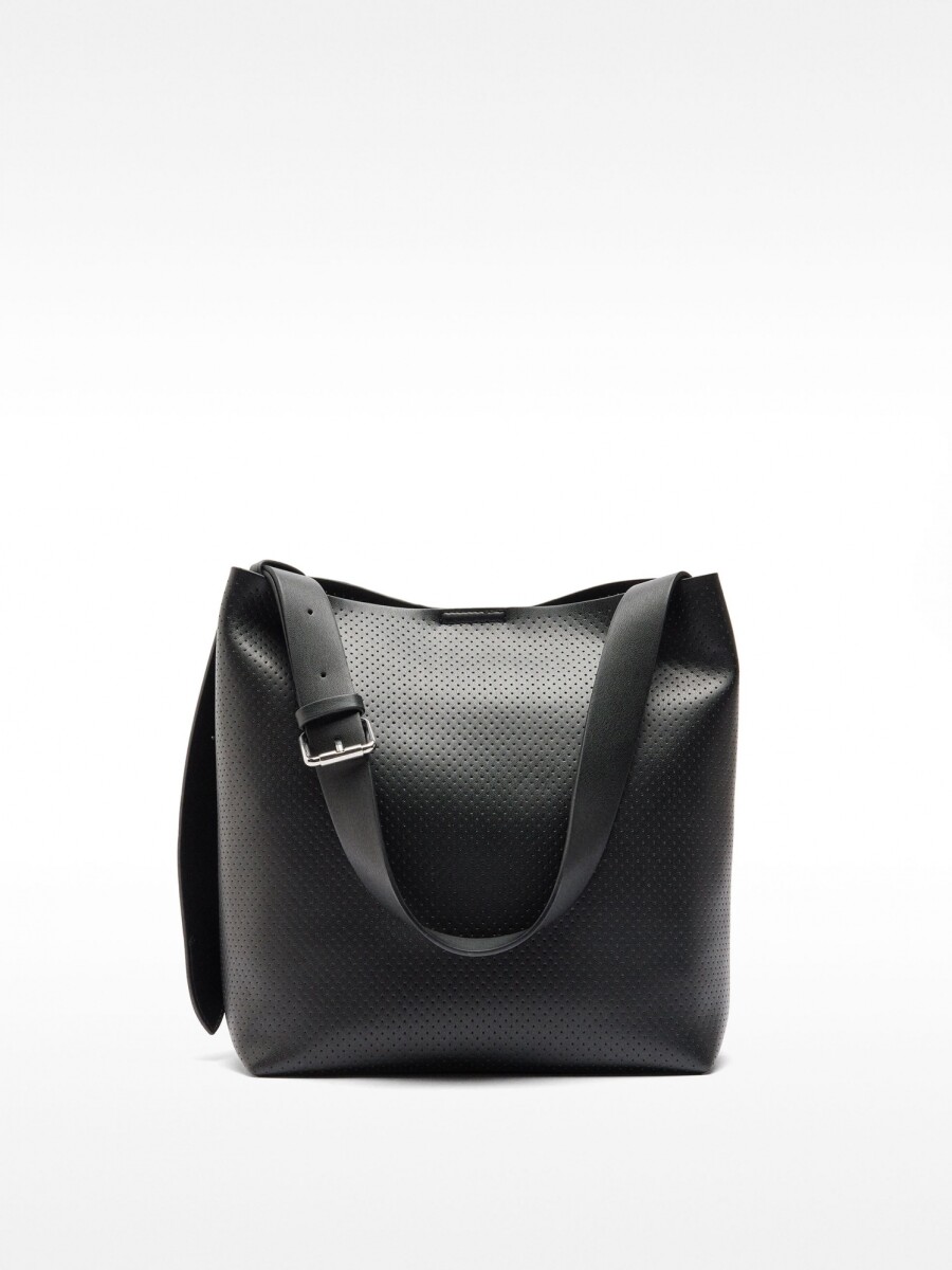 Bolso De Hombro Con Textura negro