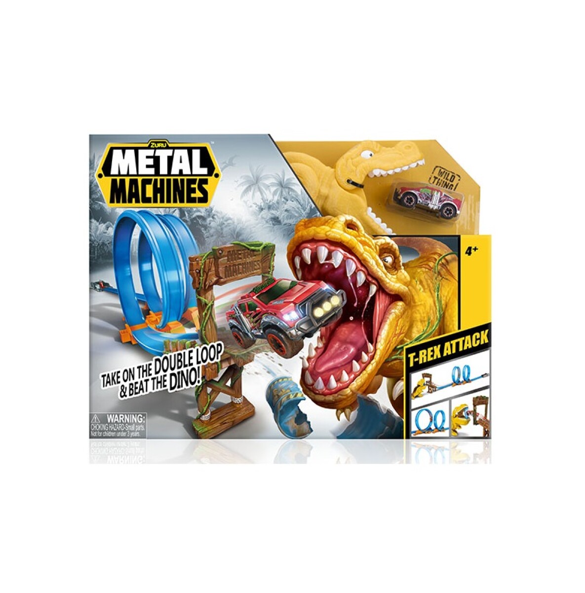 Pista de Autos Metal Machines T-Rex Attack + Auto 