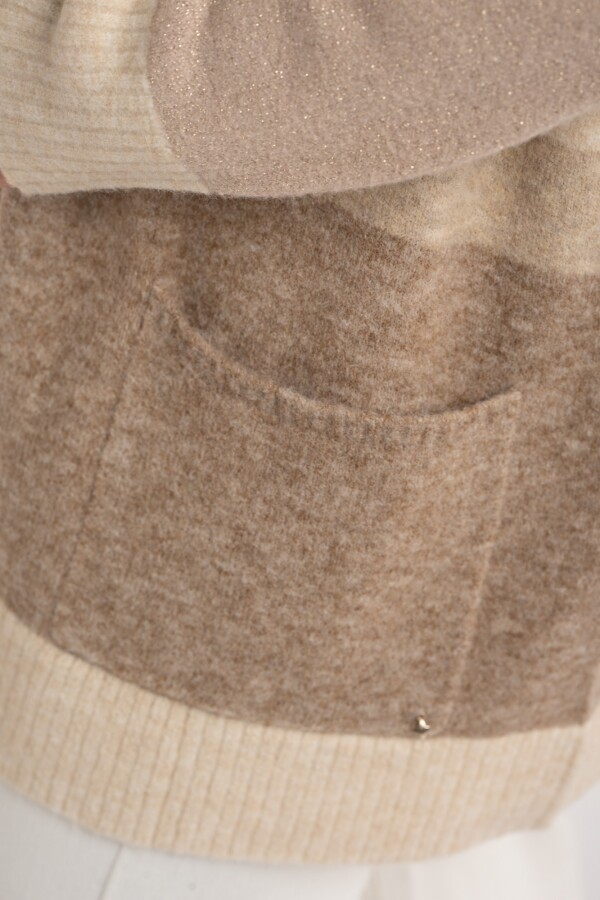 Cardigan Rayado Color Block Beige Melange