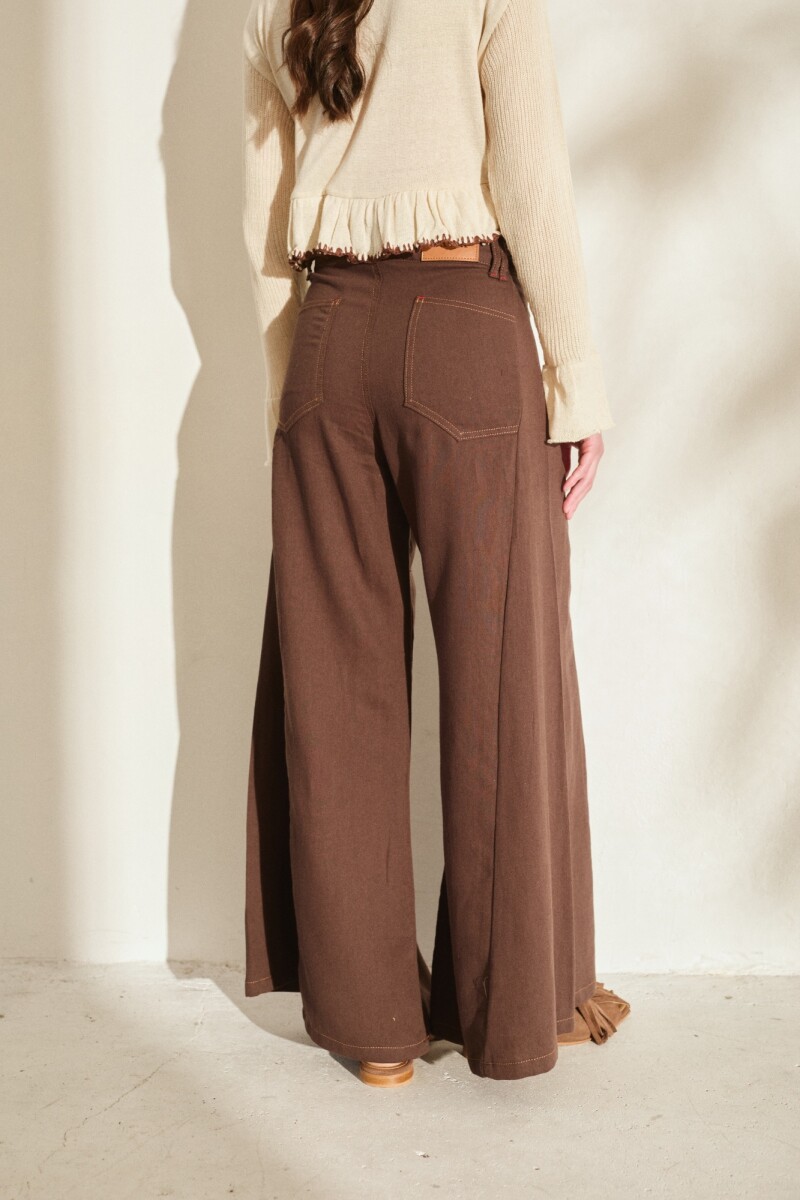 PANTALON WIDE XL LINEN SS27 Marron Ibarra