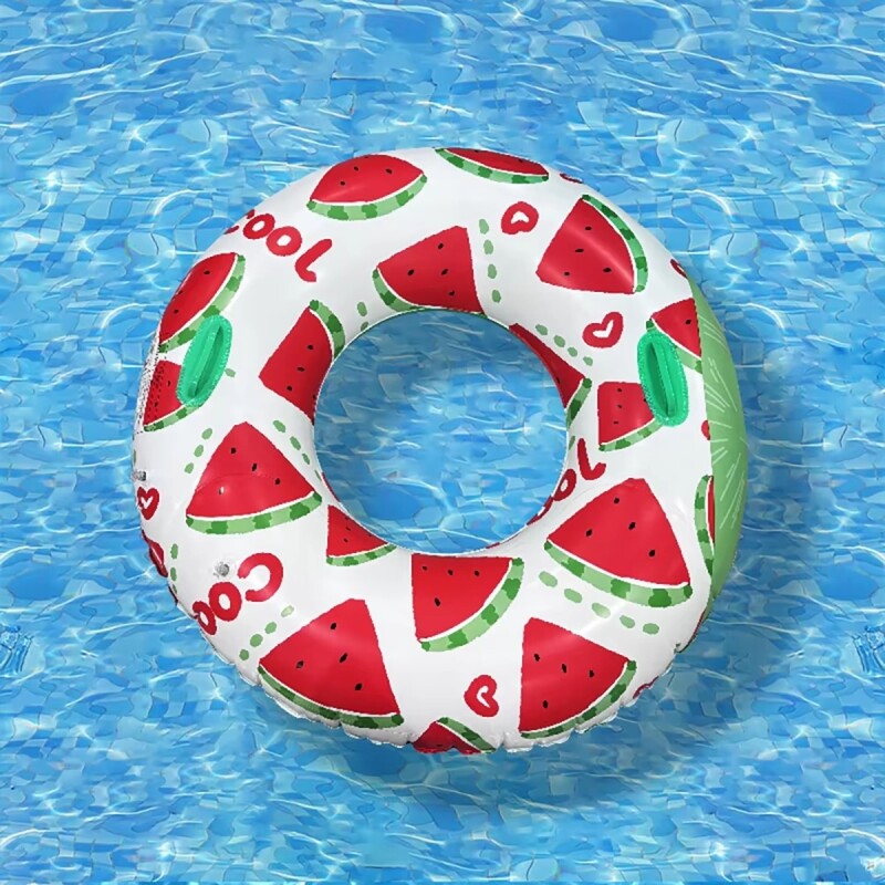 Flotador Redondo 100cm con Agarraderas – Diversión Segura en el Agua Fresa