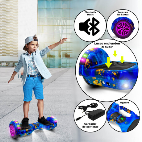 Skate Hoverboard Eléctrico 6.5 Bluetooth Luces Led N1 Azul