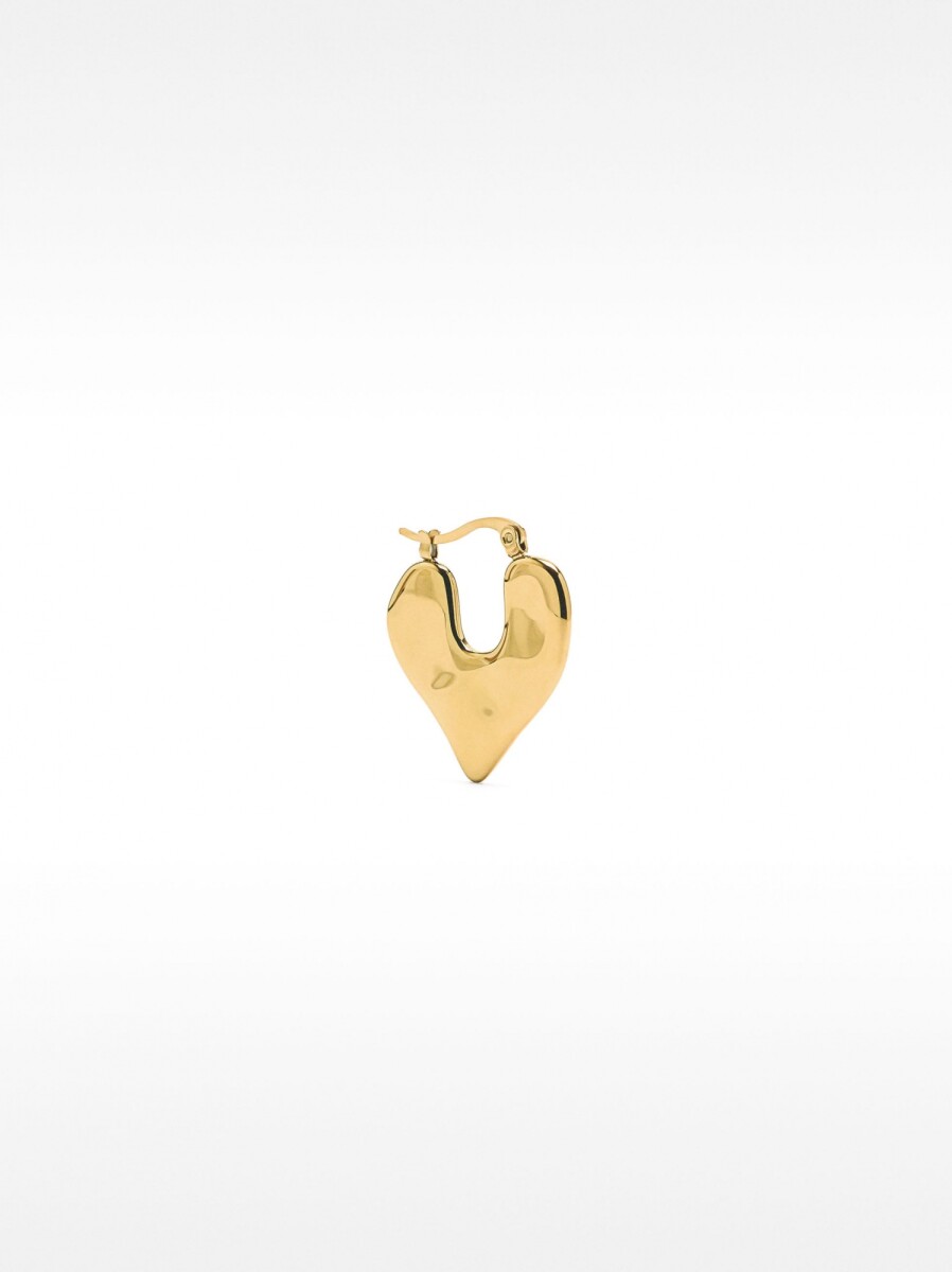 Pendiente Individual Con Corazón En Relieve - Acero Inoxidable - dorado 